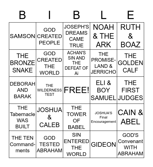 BIBLE BINGO Card