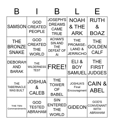 BIBLE BINGO Card