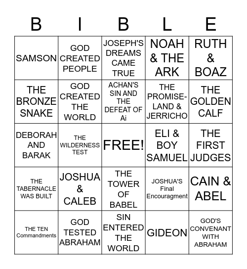 BIBLE BINGO Card