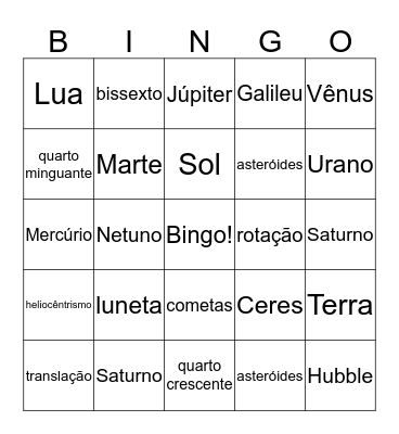 Universo Bingo Card