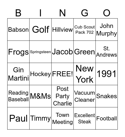 Happy Birthday Charlie Bingo Card