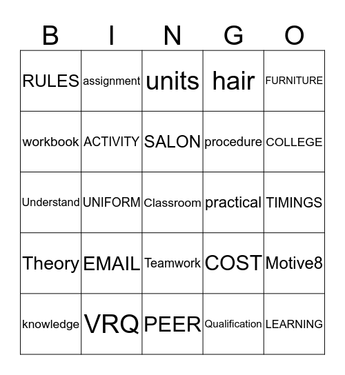 KEY WORDS 1 Bingo Card