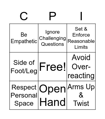 CPI Bingo Card