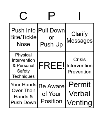 CPI Bingo Card
