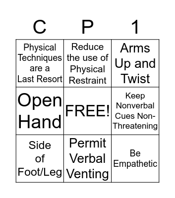 CPI Bingo Card