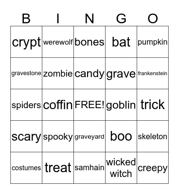 Halloween Bingo Card