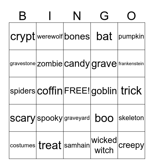 Halloween Bingo Card