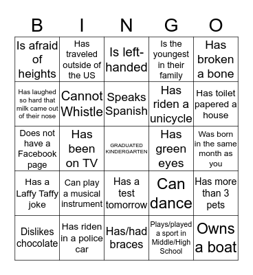 Find Someone Who... Bingo Card