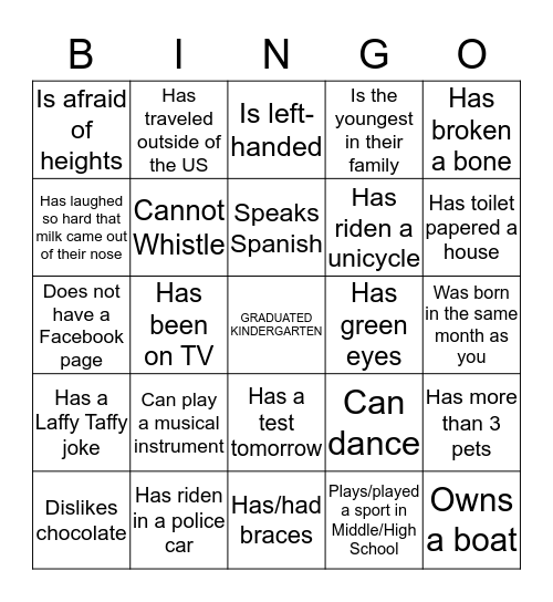 Find Someone Who... Bingo Card