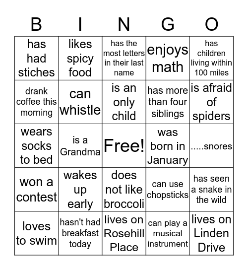 Find Someone Who Bingo Card
