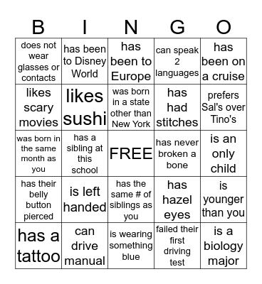 Find Someone Who... Bingo Card