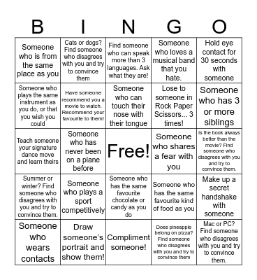 Human Bingo Card