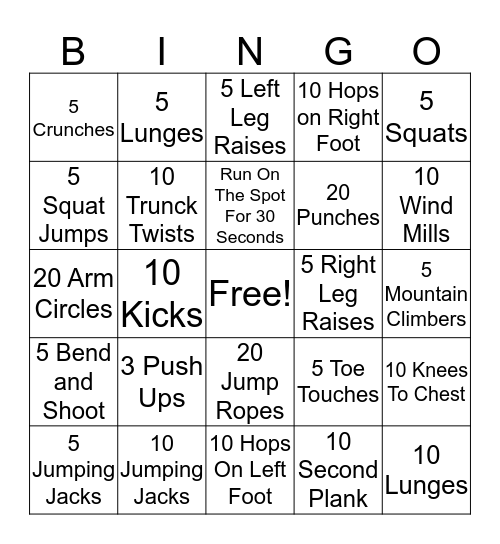 Active Bingo Card