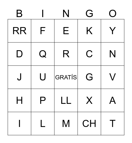 LILA- Alfabeto Bingo Card