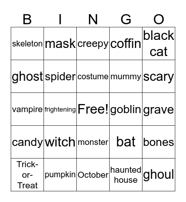 Halloween Bingo Card