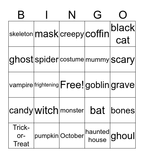 Halloween Bingo Card