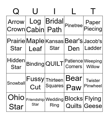 Quilt Bingo Card