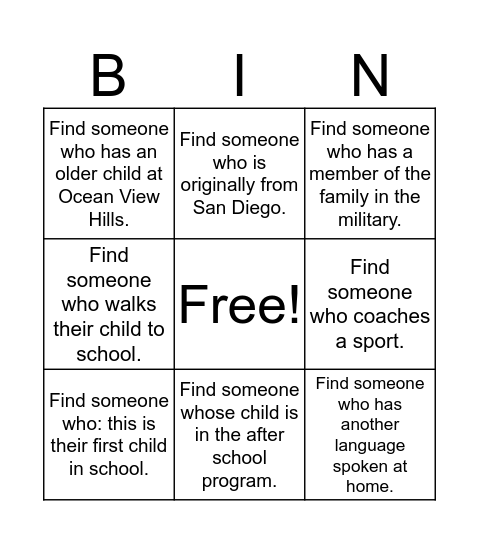 Building Community Bingo Card
