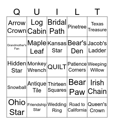 Quilt Bingo Card