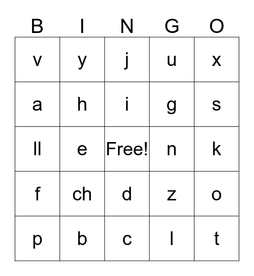 The Spanish Alphabet Bingo Card