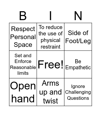 CPI Bingo Card