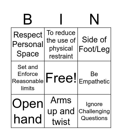 CPI Bingo Card