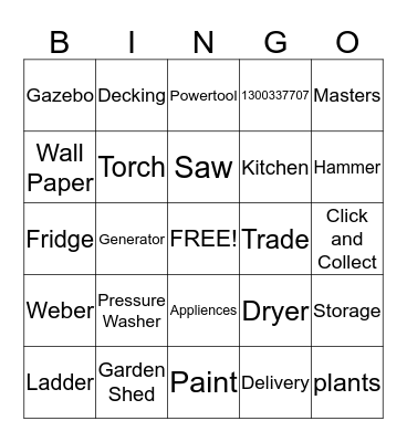 Masters Bingo Card