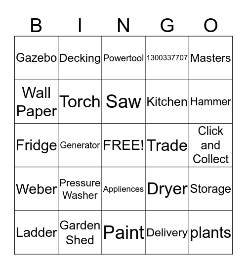 Masters Bingo Card