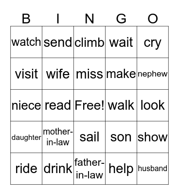 Family Fun! Bingo Card