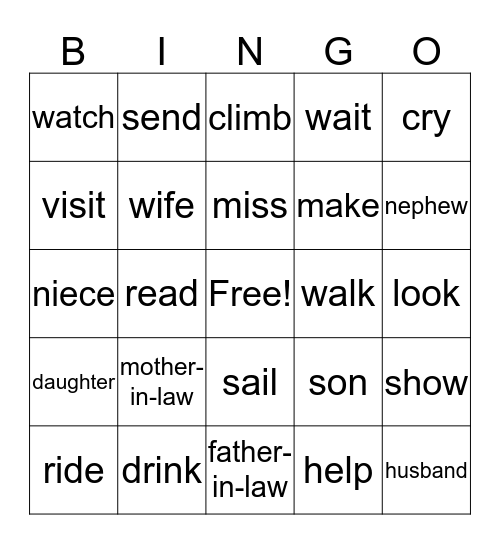 Family Fun! Bingo Card