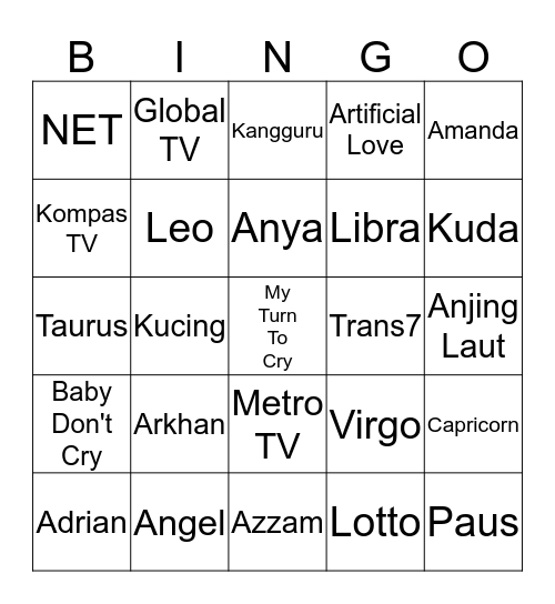 Talithaaaaa Bingo Card