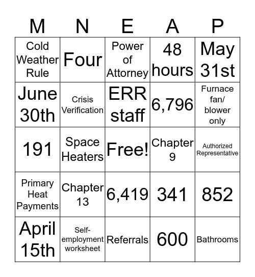 LIGHTS OFF Bingo Card