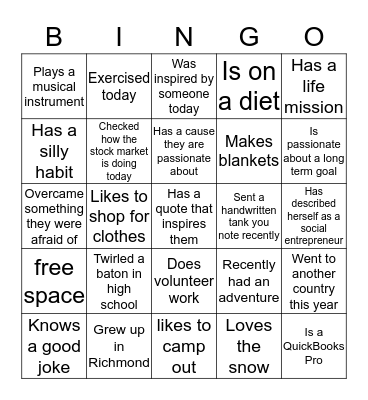 People Bingo Card