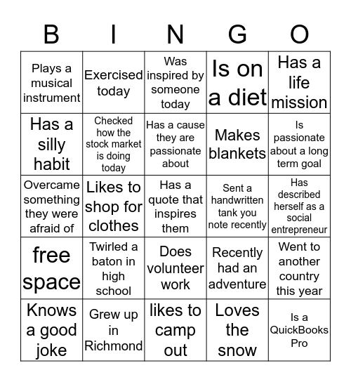 People Bingo Card