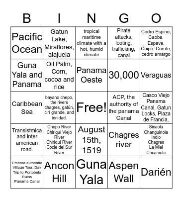 Metropolitan Region  Bingo Card