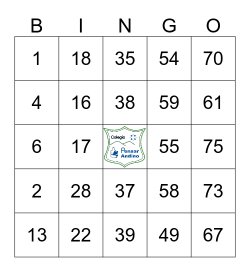 COLEGIO PENSAR ANDINO Bingo Card