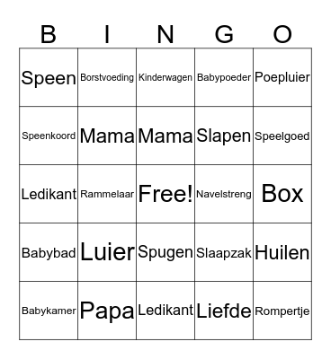 Baby Bingo Card