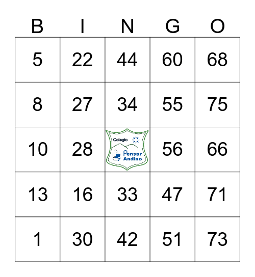 COLEGIO PENSAR ANDINO Bingo Card