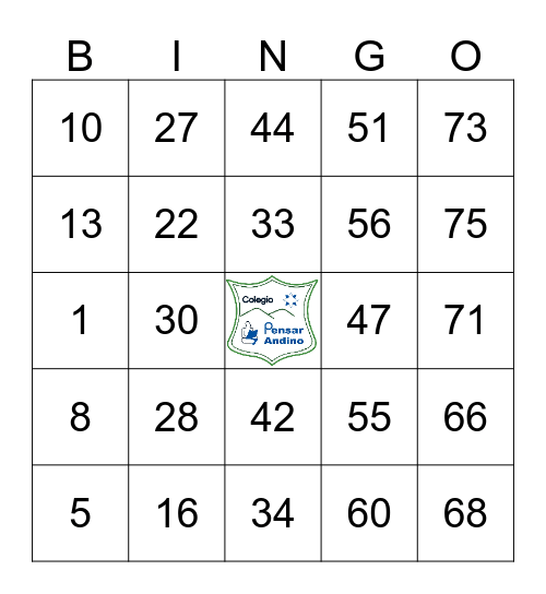COLEGIO PENSAR ANDINO Bingo Card