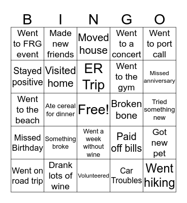 Toledo Halfway Bingo Card