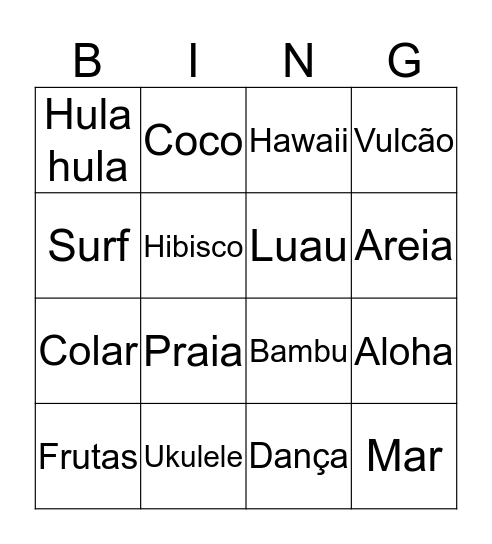 Festa Havaiana Bingo Card