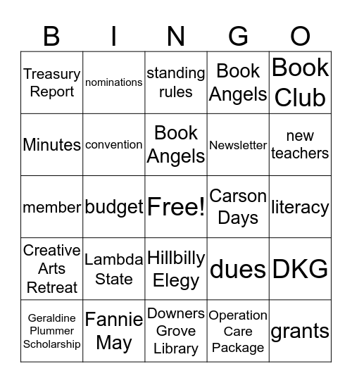 Beta Phi Bingo Card
