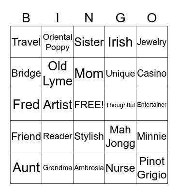 Barbara's birthday Bingo Card