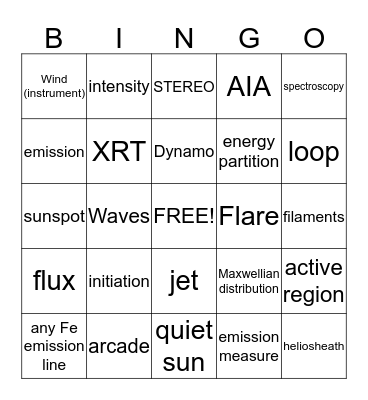 Solar Bingo Card