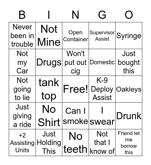 Patrol Bingo 2 Bingo Card