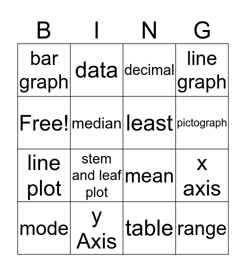 Data Bingo Card