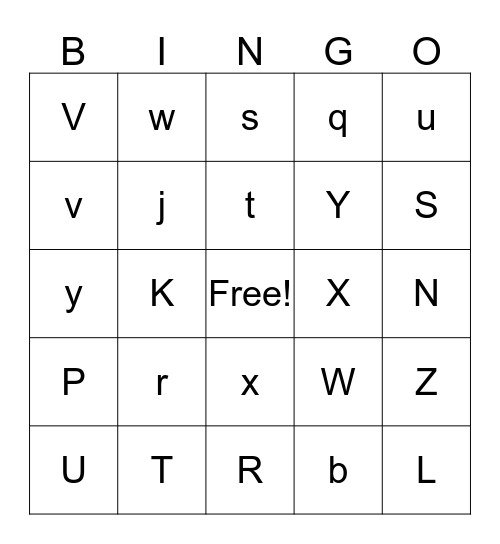 Alphabet Bingo Card