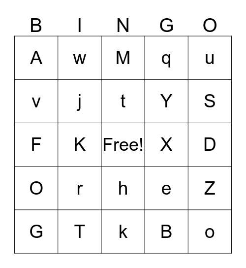 Alphabet Bingo Card