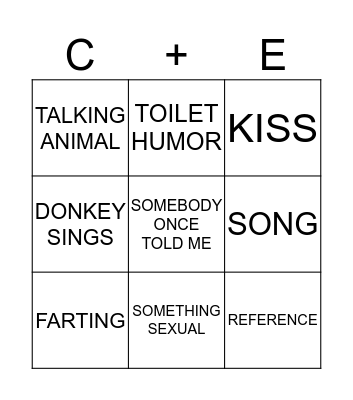 SHREK BINGO Card