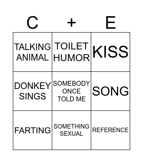 SHREK BINGO Card